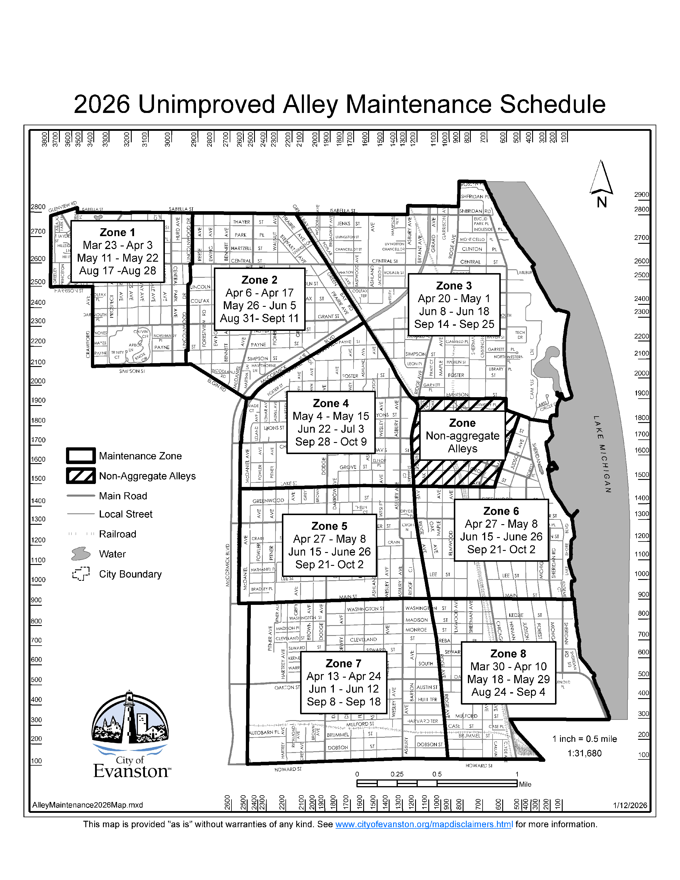 Alley Maintenance Location Map for 2026